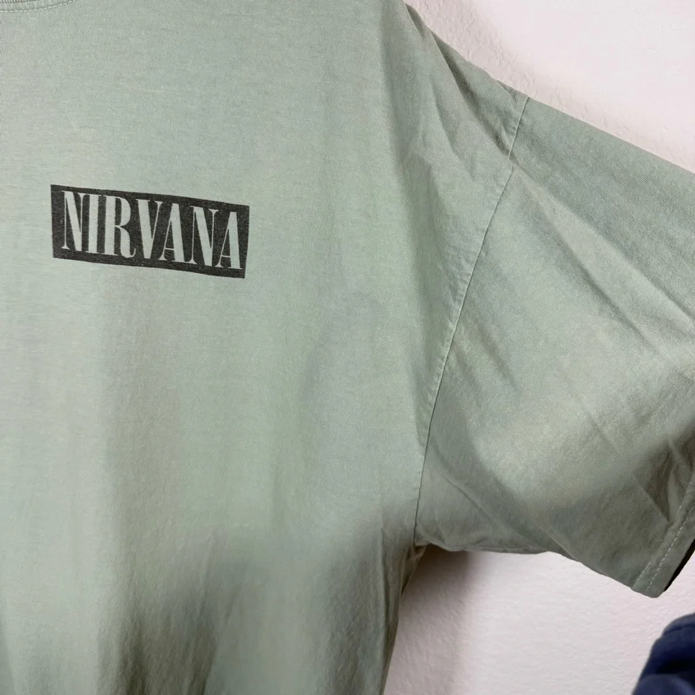 Nirvana Unisex Oversized Something In The Way Crewneck Tee Green/Black 2XL